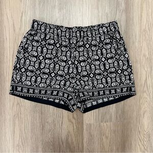 Madewell Boho Paisley Print Pull On Shorts Black White Size XS Style G2979